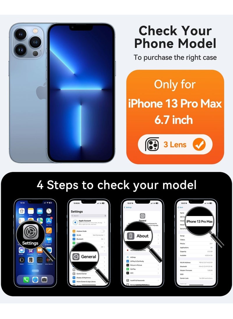 ESCASE - Magnetic Cover for iPhone 13 Pro Max 6.7 Inch, MagSafe Compatible, Full Camera Protection, Translucent Matte Slim Protective Shockproof Case, Black - Image 1