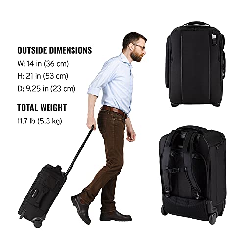 Tenba Roadie Carry-on Compatible Hybrid Roller 21 Rolling case for DSLR and Mirrorless Cameras and Lenses Plus a 17-inch Laptop – Black (638-713) - Image 2