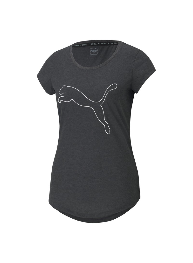 PUMA Performance Heather Cat Womens Grey Training T-shirt - Image 1