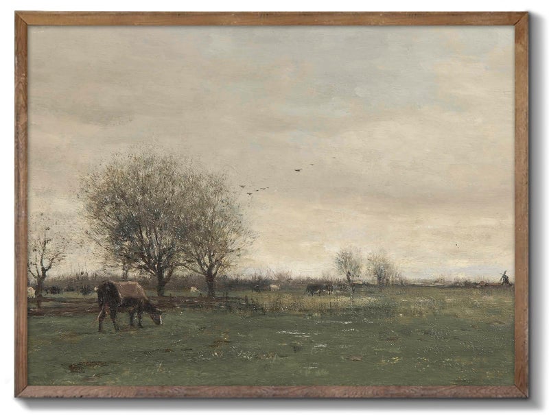 XOCUUI Vintage Landscape Canvas Wall Art, Vintage Classical Rural Hill Prints, The Vast Grassland Classic Wall Prints Modern Farmhouse Bathroom Office Decor - 8x10in Unframed - Image 1