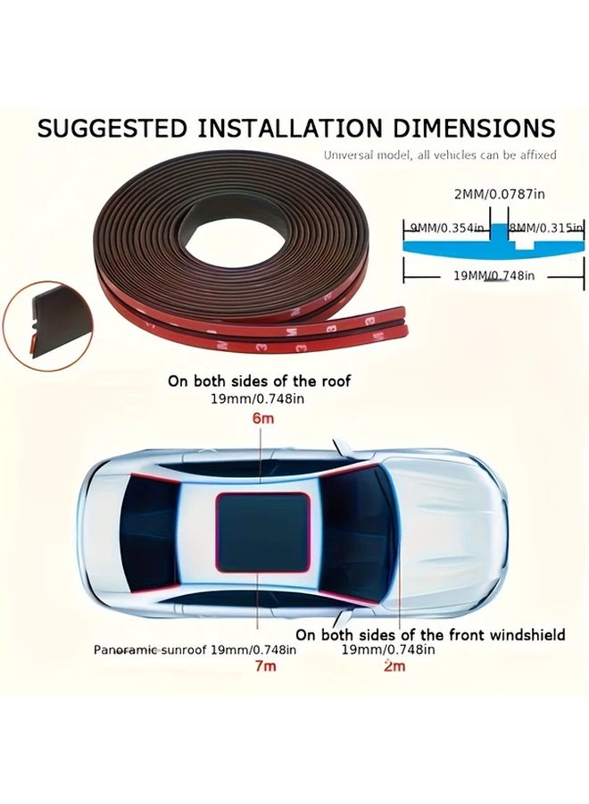 4 Meter 157.48 Inch Car Windshield Seal Rubber Strip Auto Roof Window Edge Sticker Noise Proof Sound Insulation Waterproof Dustproof Weatherstrip Automobile Sealing Strips - Image 4