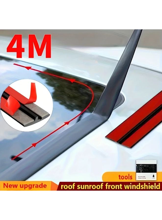 4 Meter 157.48 Inch Car Windshield Seal Rubber Strip Auto Roof Window Edge Sticker Noise Proof Sound Insulation Waterproof Dustproof Weatherstrip Automobile Sealing Strips - Image 1