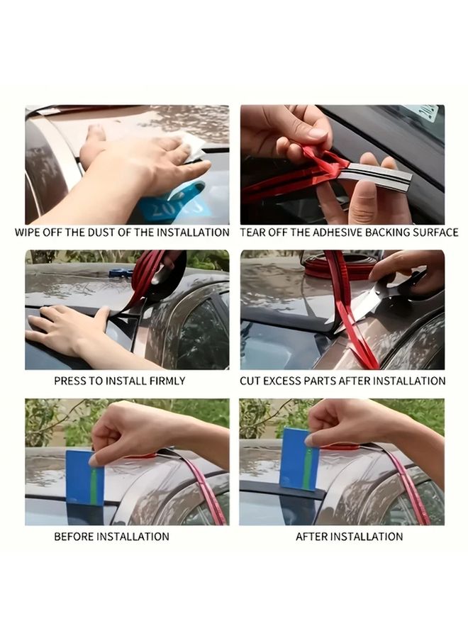 4 Meter 157.48 Inch Car Windshield Seal Rubber Strip Auto Roof Window Edge Sticker Noise Proof Sound Insulation Waterproof Dustproof Weatherstrip Automobile Sealing Strips - Image 3