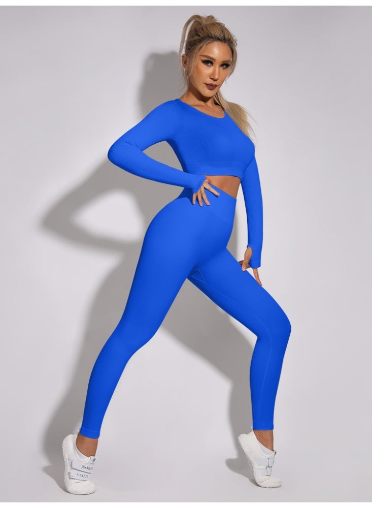عام مضلع الرياضة مجموعة المرأة الرياضة طويلة الأكمام اللياقة البدنية طماق ملابس رياضية - Image 3