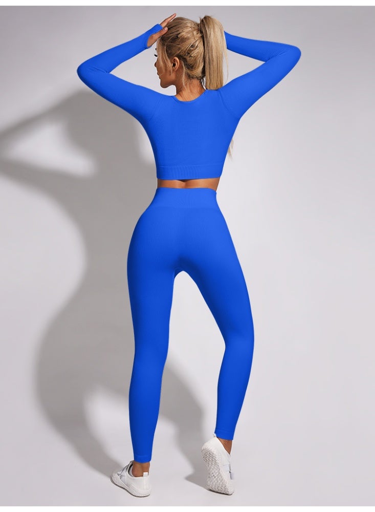 عام مضلع الرياضة مجموعة المرأة الرياضة طويلة الأكمام اللياقة البدنية طماق ملابس رياضية - Image 2