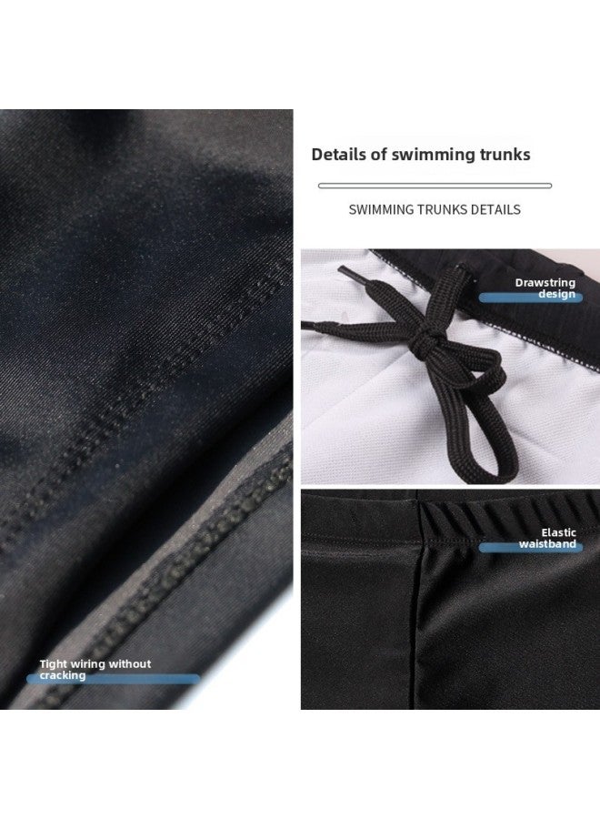 Loquat Jiehu Swimming Trunks Men's Men's Swimming Trunks Swimming Cap Swimming Trunks Boxer Anti-embarrassment Men's Swimsuit Swimwear-Color:2203 Pants Cap- - Image 5