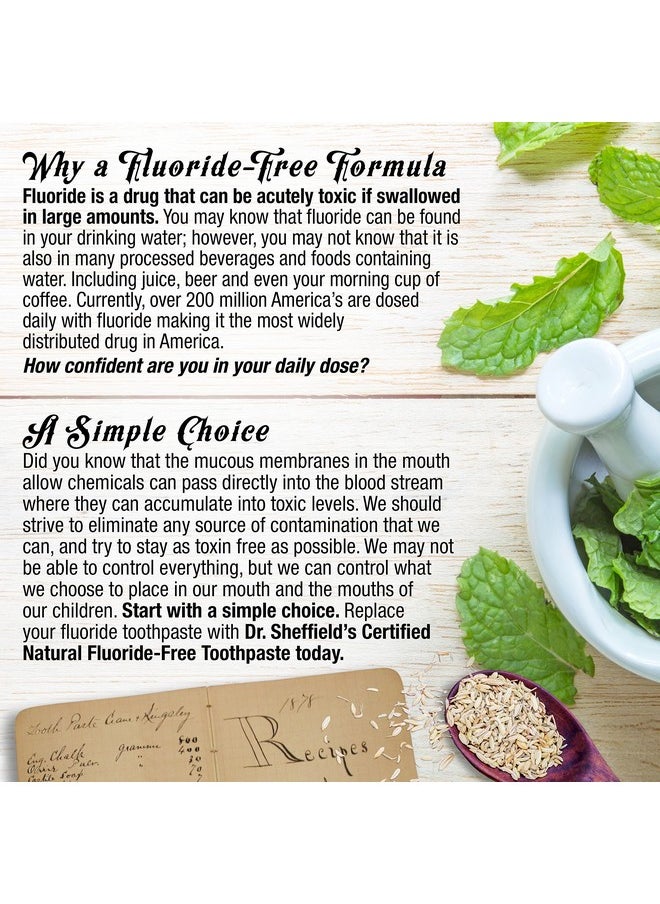 Dr. Sheffield's - Dr. Sheffield’s Certified Natural Toothpaste (Peppermint) - Great Tasting, Fluoride Free Toothpaste/Freshen Your Breath, Whiten Your Teeth, Reduce Plaque (2-Pack) - Image 1