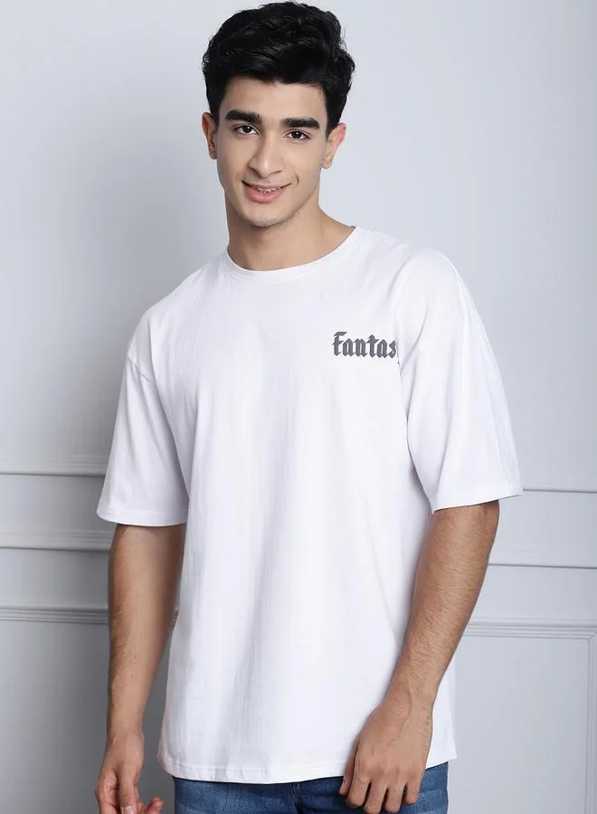 Styli Men White Oversized Graphic Print T-Shirt By Door74