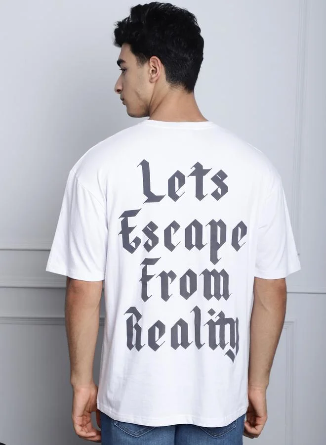 Styli Men White Oversized Graphic Print T-Shirt By Door74