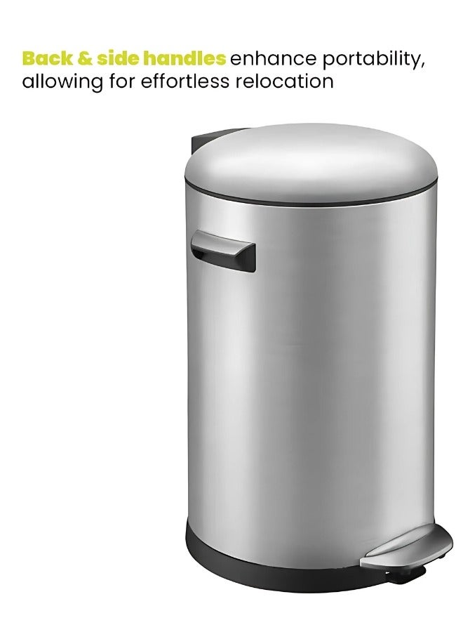 EKO سلة مهملات سلسلة بيل | سلة غبار | سلة قمامة | سلة دواسة | سلة نفايات | سلة ستانلس ستيل مع غطاء يغلق برفق – 8 لترات - Image 5