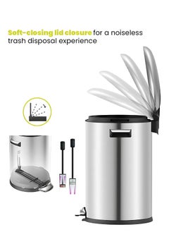 EKO BELLE SERIES Waste Bin | Dust Bin | Garbage Bin | Pedal Bin | Trash Bin | Stainless Steel Step on Bin with Soft Close Lid – 8 Liters  - Image 4