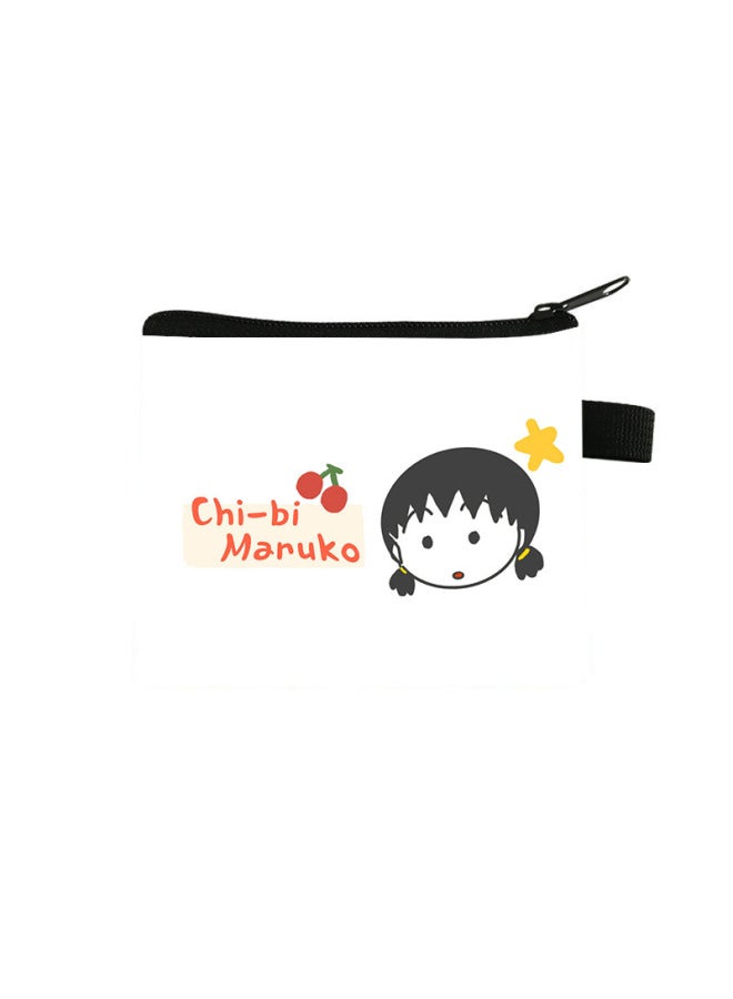 Chibi Maruko-chan Coin Purse Kidsren's Large-capacity Key Card Holder Polyester Cartoon Portable Small Wallet Bag