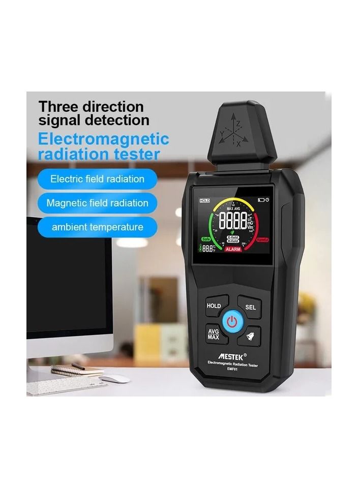 1-Piece Handheld Portable Electromagnetic Radiation Detector,Household Laboratory Hospital Multi-function Temperature Humidity Tester,Digital Color Display Radioactive Detector  - Image 1