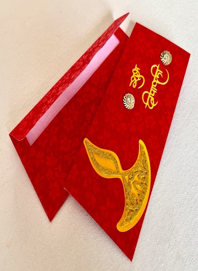 ILU Decorative Diwali Envelopes, Designer Shagun Envelopes For Cash Gifts Lifafa For Festival Occasion (Pack of 10, Red) - Image 3