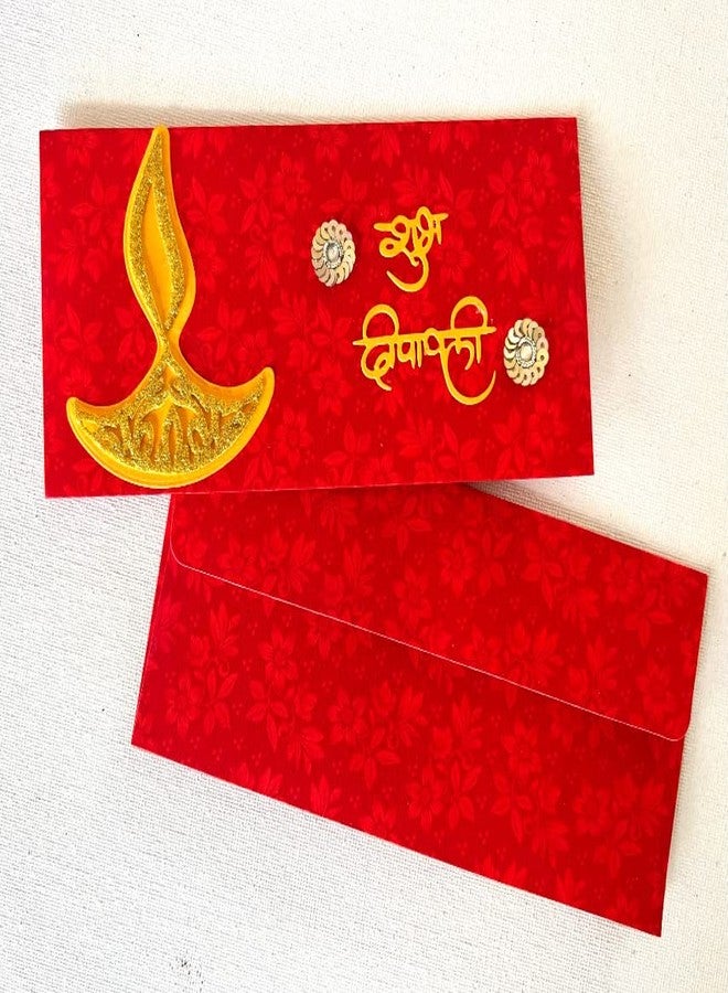 ILU Decorative Diwali Envelopes, Designer Shagun Envelopes For Cash Gifts Lifafa For Festival Occasion (Pack of 10, Red) - Image 4