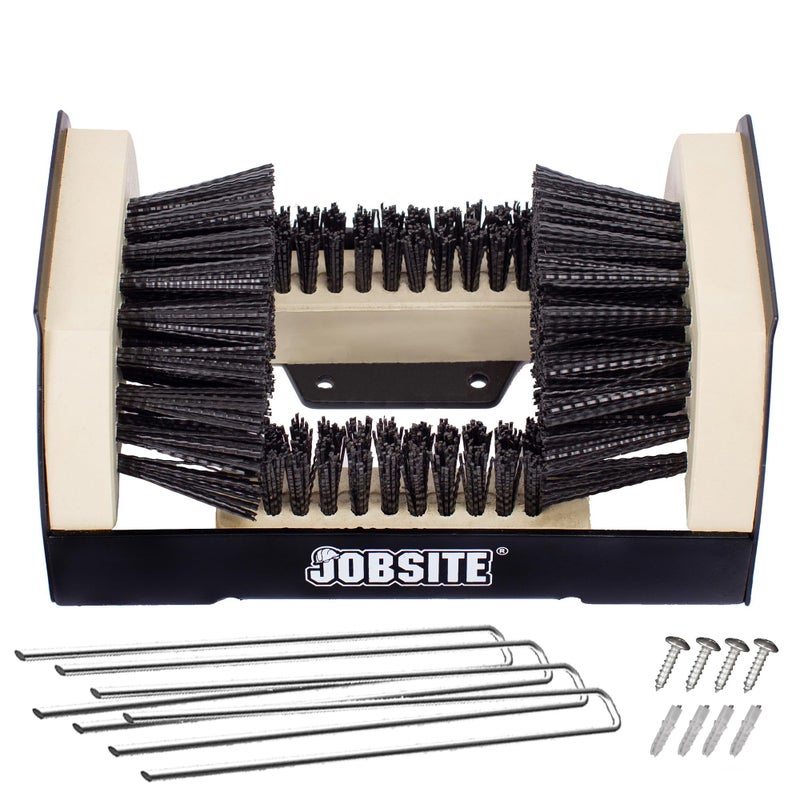 JobSite The Original Boot Scrubber Includes Stakes for Grass Mounting All Weather Industrial Shoe Cleaner Scraper Brush