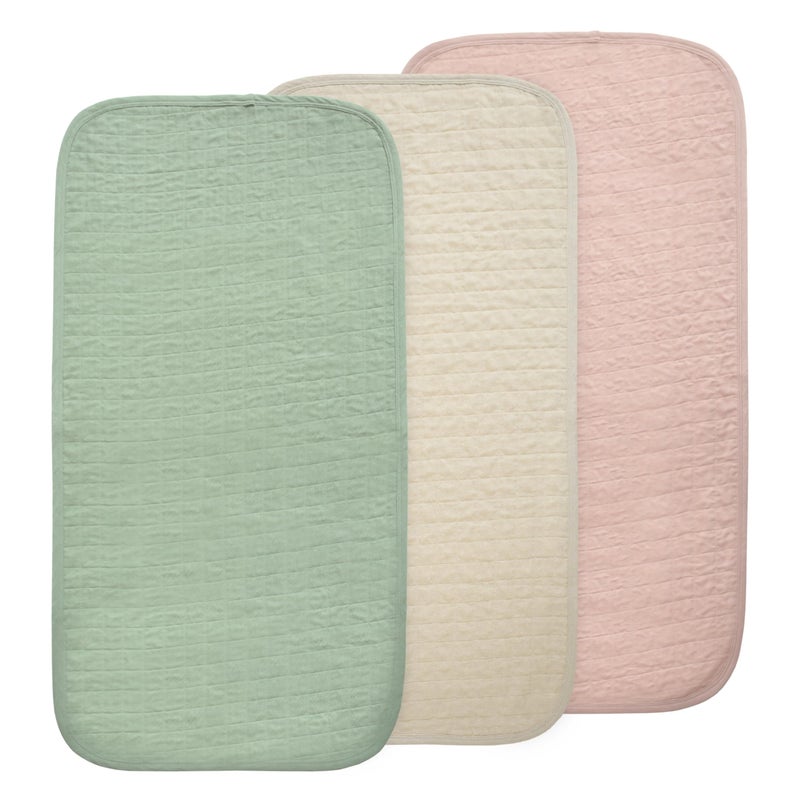 mushie Waterproof Changing Pad Liners | 100% Organic Cotton | Set of 3 (Blue Combo) - Image 1