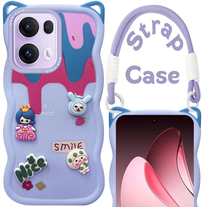 Jkobi Strap Back Case Cover for Oppo Reno13 Pro 5G | Oppo Reno 13 Pro 5G (3D Embossed Figures | Strap Holder | 360* Soft Cushion with Camera Bump) - Image 1