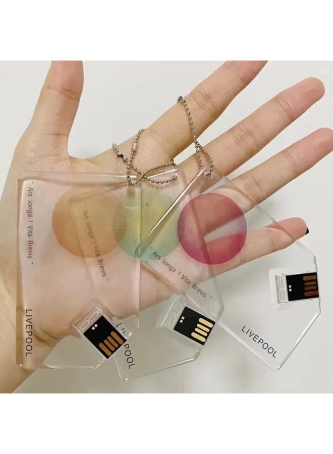 Card U USB Flash Drive Transparent Acrylic Customized Classy Gift Color Printed Logo Business Card Exhibition Business Advertising-Color:White-Capacity:128GB - Image 2