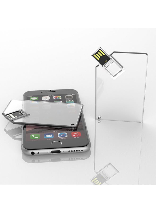 Card U USB Flash Drive Transparent Acrylic Customized Classy Gift Color Printed Logo Business Card Exhibition Business Advertising-Color:White-Capacity:128GB - Image 3