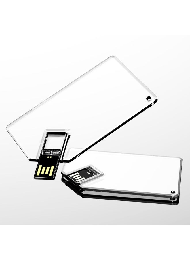 Card U USB Flash Drive Transparent Acrylic Customized Classy Gift Color Printed Logo Business Card Exhibition Business Advertising-Color:White-Capacity:128GB - Image 1