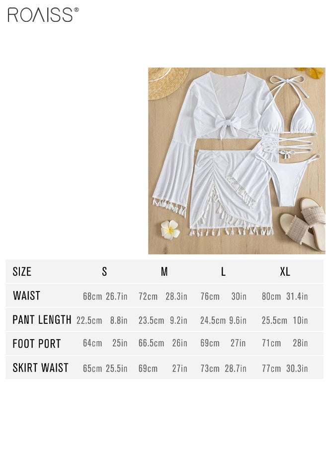 4-Piece Women's Bikini Swimsuit Chiffon Tassel Sun Protection Shirt Split Short Skirt Fine Strap Buckle Design Bra Bikini - pzsku/Z03CFEB952D12CA715555Z/45/_/1729833252/9d39fe44-a075-4e75-b65d-2a28a64546a0