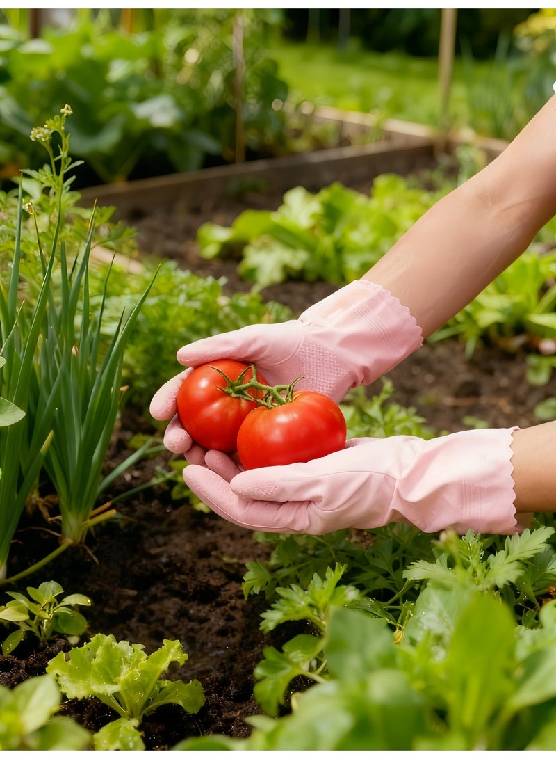 【Household Cleaning Gloves】【Winter S Size Fleece-Lined & Thickened 3-Pack】Length: 30cm, Middle Finger Length: 7cm, suitable for various tasks like washing dishes and household cleaning, affordable price. - Image 2