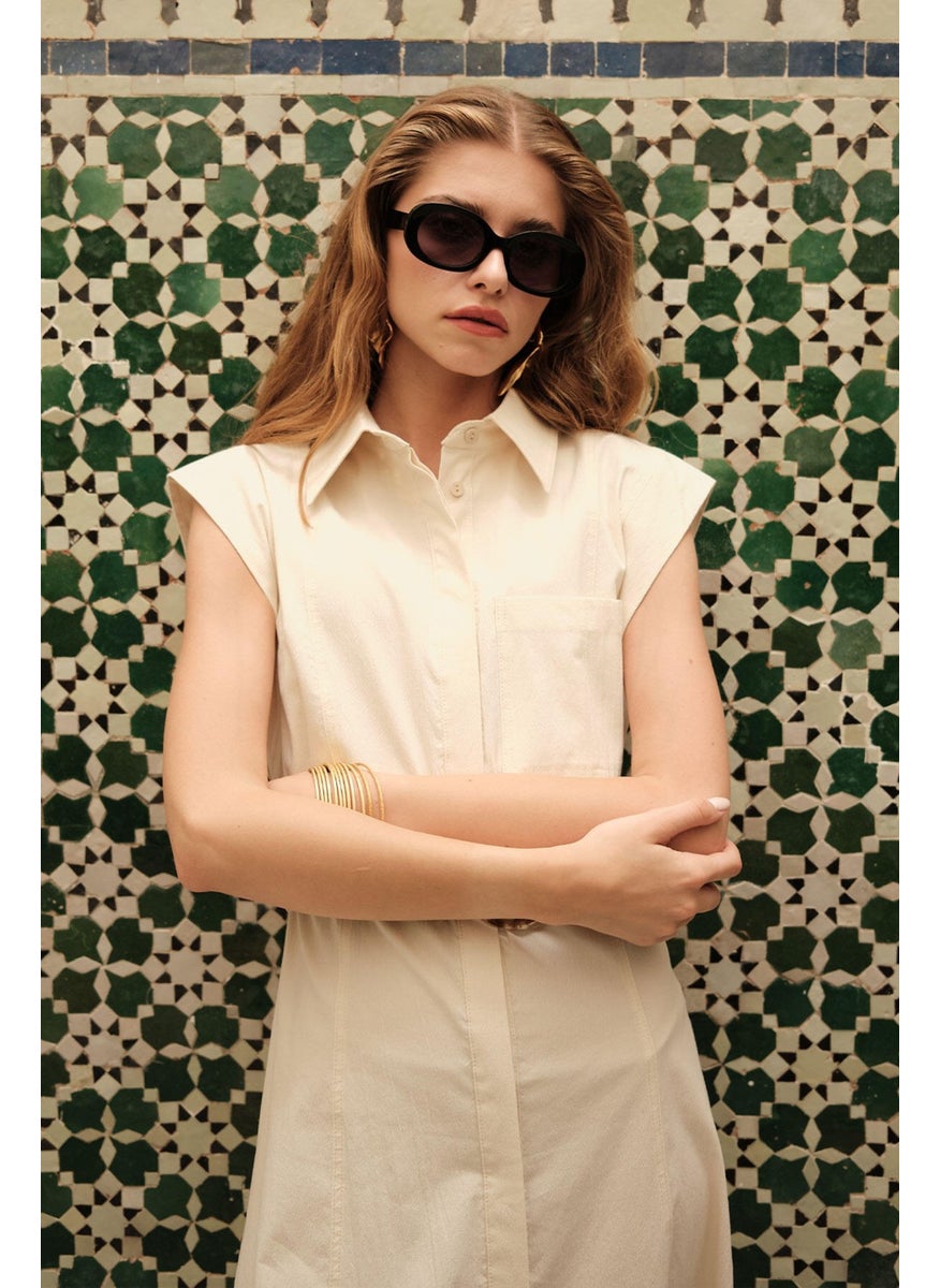 Manuka - Cotton Belt Detail Dress Natural - Image 1