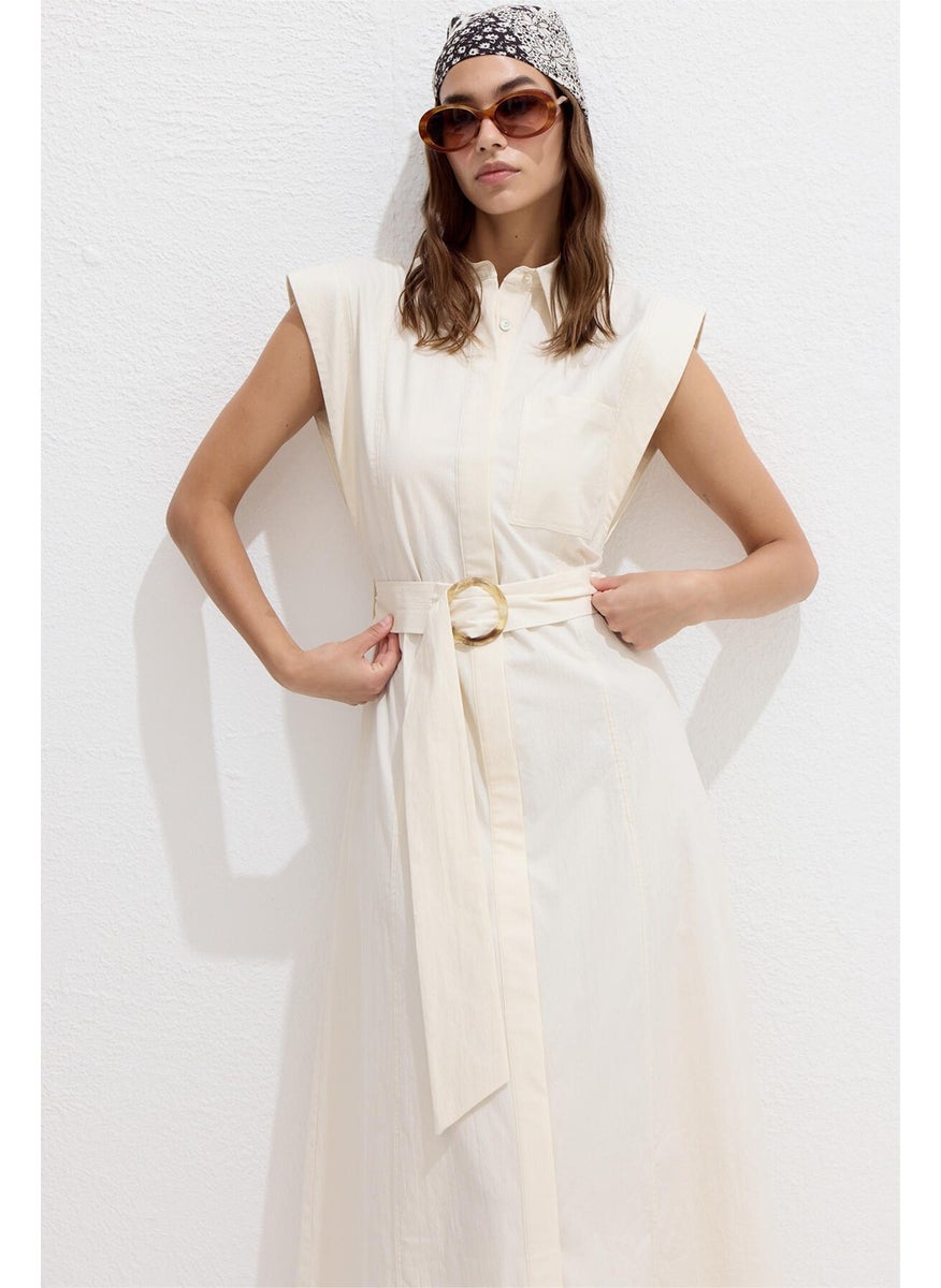 Manuka - Cotton Belt Detail Dress Natural - Image 1