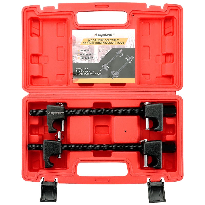 Acymner Macpherson Strut Spring Compressor Tool Kit  Universal Coil Spring Compressor Tool 12 Square Drive Heavy Duty Strut Compressor for Car Truck Motorcyclewith Detent PinsSet of 2300mm