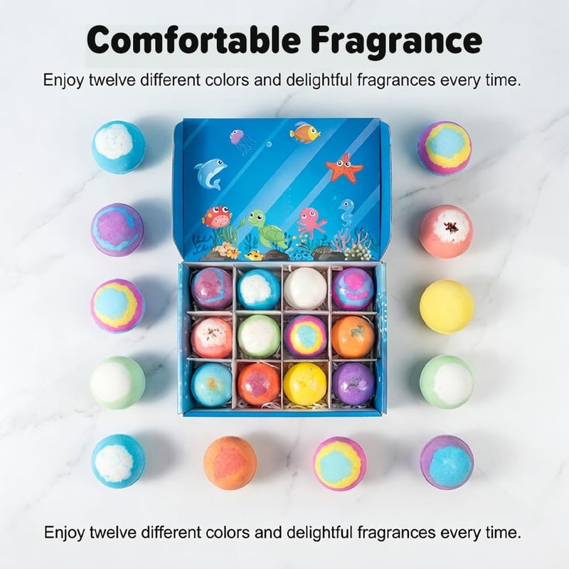 Field test upgraded craftsmanship Natural Bath Bombs with Mega Bubbles & Surprise Inside, 12 Pack Bath Bombs Gift Set, Fun Colorful Safe Bubble Spa Ocean Sea Animal Bath Bombs Party Favors Birthday Gift (Ocean+Animals) All-scene tailored quality - Image 3