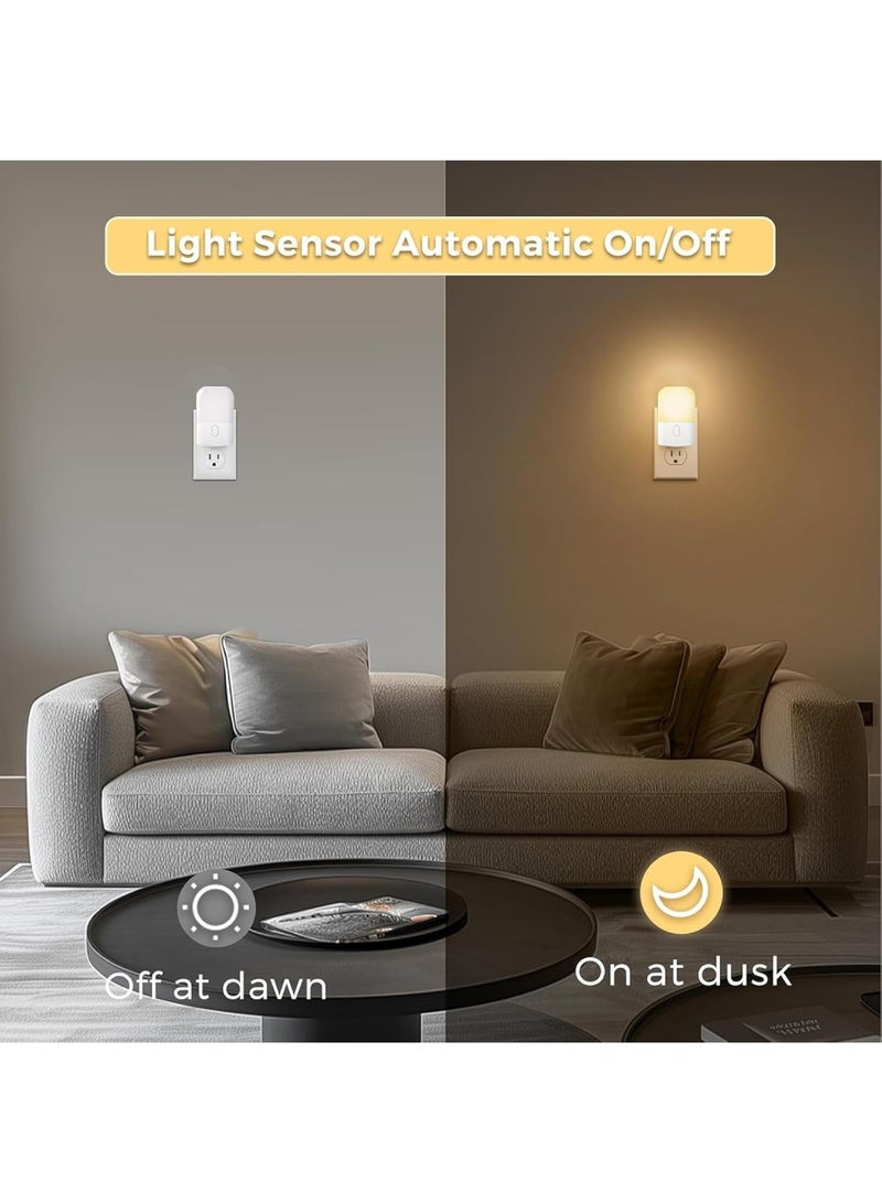 اووكاي مصباحان ليليان قابلان للتعتيم، مصباح LED ليلي لحماية العين، يُثبّت في الحائط مزود بمستشعر ضوئي من الغسق إلى الفجر، مناسب لغرف الأطفال، والسلالم، وغرف النوم، والمطبخ، وإضاءة نوم بيضاء دافئة 2700 كلفن (دافئة). - Image 3