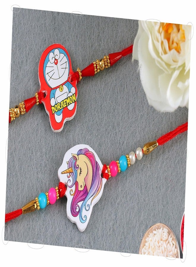 Siddhatva Kids Rakhi set for Brother Set of 2 Cartoon Doraemon Kids Rakhi for Small Brother Bhai Bhaiya Rakshabandhan Rakhee Thread - Image 1