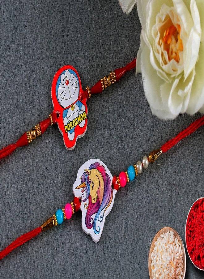 Siddhatva Kids Rakhi set for Brother Set of 2 Cartoon Doraemon Kids Rakhi for Small Brother Bhai Bhaiya Rakshabandhan Rakhee Thread - Image 2