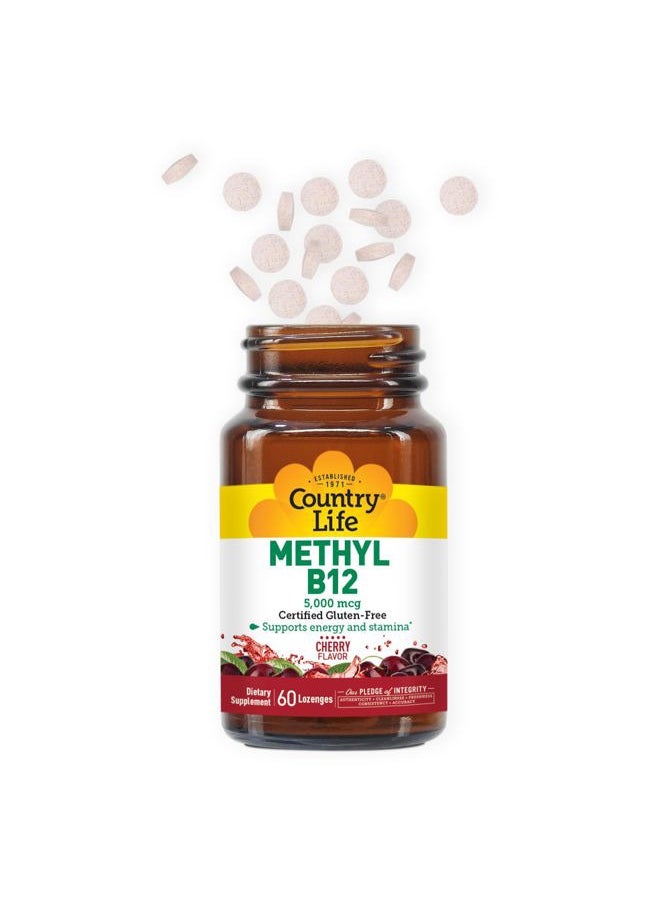 Country Life Methyl B12, Supports Energy & Stamina, 5,000mcg, 60 Lozenges, Certified Gluten Free, Certified Vegan, Certified Non-GMO Verified  - Image 4
