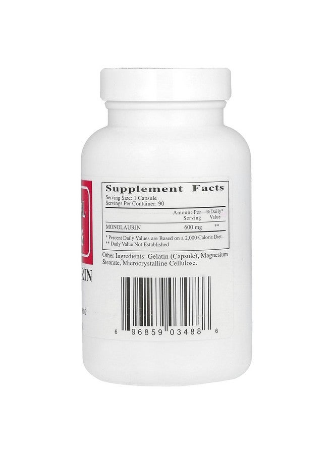 Ecological Formulas Monolaurin 600 mg, Creamy White,Capsule, 90 Count (MONOL-600-90) - Image 2