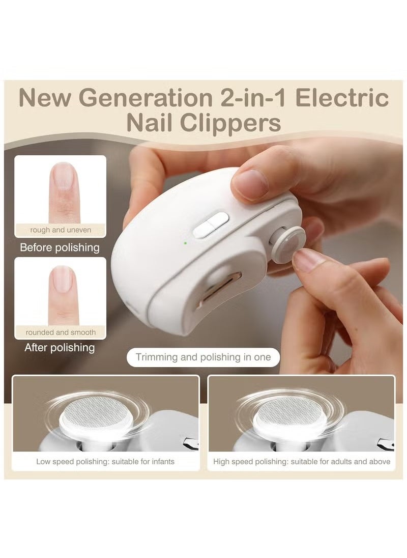 Generic Electric Nail Clippers, 2-in-1 Electric Polishing Automatic Nail Clippers Pro with Light Trimmer Nail Cutter Manicure for Baby Elderly Care Tools, elecctric nail trimmer  - Image 2
