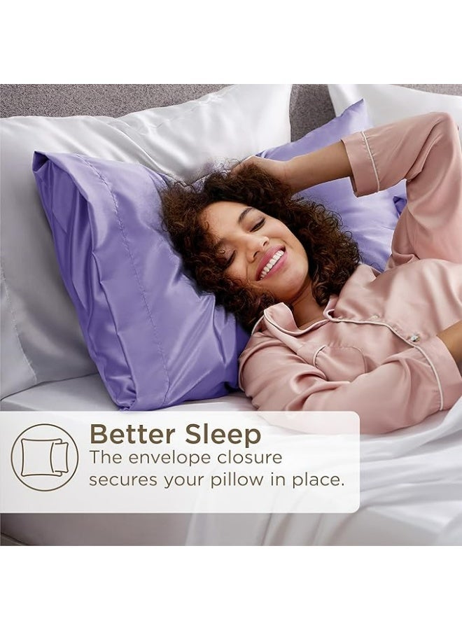 2-عبوة من أكياس الوسائد الفاخرة المصنوعة من حرير التوت، نسيج ساتان 20 موم، إغلاق مغلف بلون موحد مضاد للحساسية، قابلة للغسل في الغسالة، مصممة للشعر والبشرة، 20-25 جم/م2 - Image 3