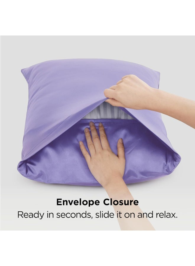 2-عبوة من أكياس الوسائد الفاخرة المصنوعة من حرير التوت، نسيج ساتان 20 موم، إغلاق مغلف بلون موحد مضاد للحساسية، قابلة للغسل في الغسالة، مصممة للشعر والبشرة، 20-25 جم/م2 - Image 5