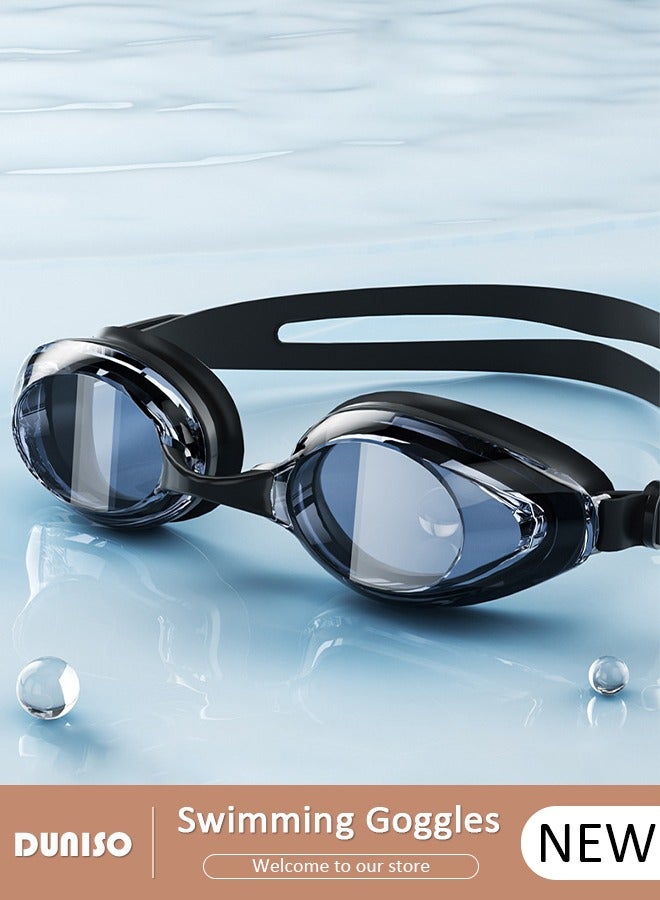 DUNISO نظارات سباحة، عدسات شفافة مقاومة للماء وضد الضباب، نظارات سباحة آمنة وخالية من التسرب مع حماية من الأشعة فوق البنفسجية، إطار سيليكون ناعم مع حزام قابل للتعديل للبالغين من الرجال والنساء - Image 1