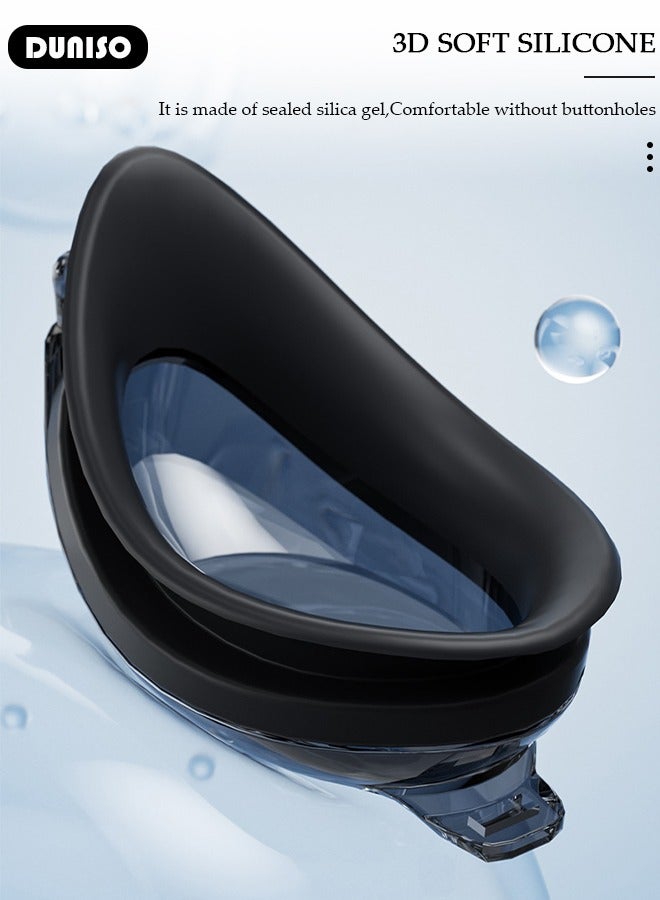 DUNISO نظارات سباحة، عدسات شفافة مقاومة للماء وضد الضباب، نظارات سباحة آمنة وخالية من التسرب مع حماية من الأشعة فوق البنفسجية، إطار سيليكون ناعم مع حزام قابل للتعديل للبالغين من الرجال والنساء - Image 4