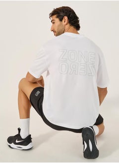 Styli Slogan Print Round Neck Oversized Training T-Shirt  - Image 1