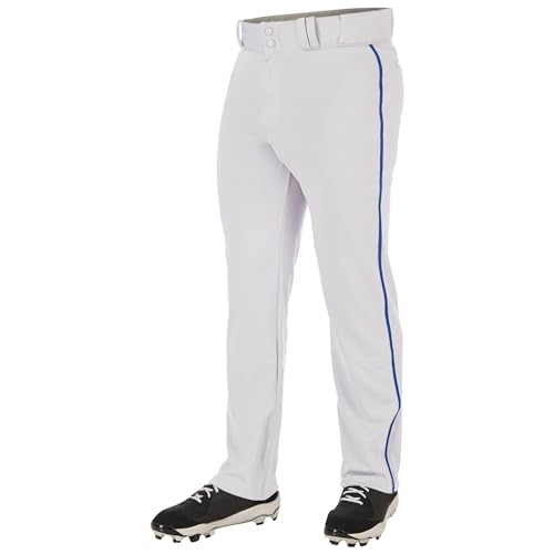 Champro Triple Crown 20 Open Bottom Baseball Pants with Braid Adult Medium White Royal - Image 1