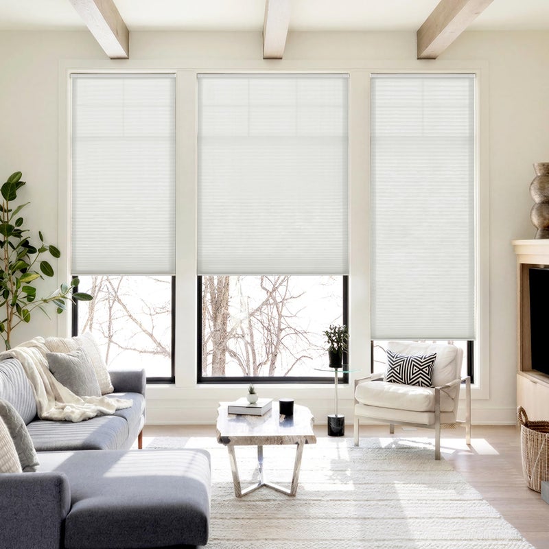 LazBlinds Cordless Cellular Shades, No Tools No Drill Light Filtering Honeycomb Shades Pleated Blinds for Windows, 35'' W x 48'' H, Light Grey - Image 5