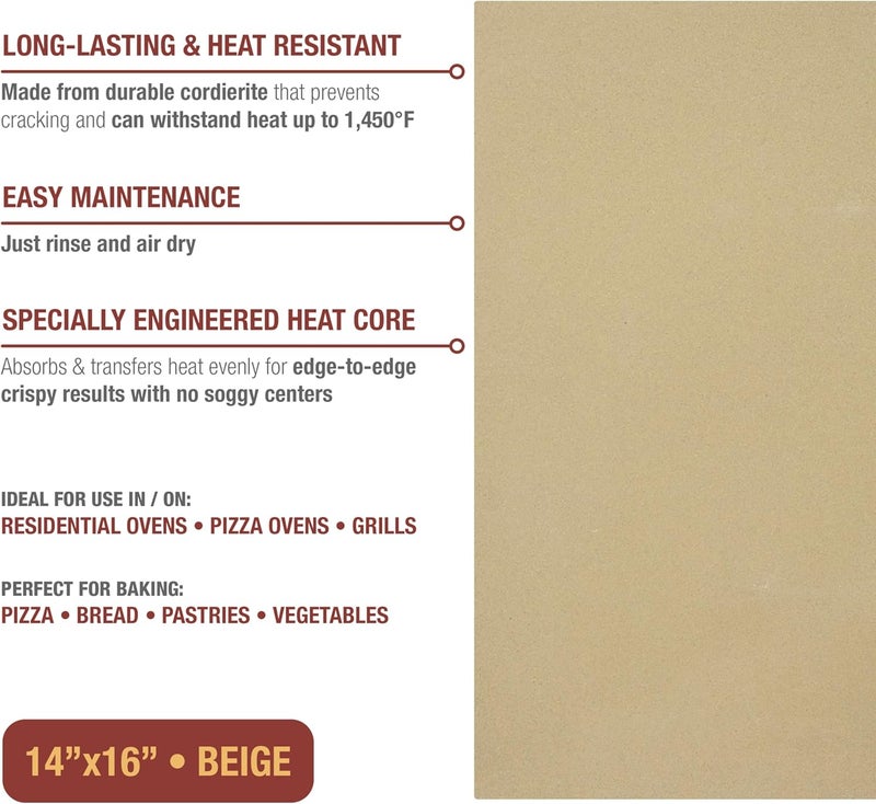 Old Stone Pizza Kitchen Rectangular Pizza Stone for Oven and Grill, 14x16-Inch - Image 2