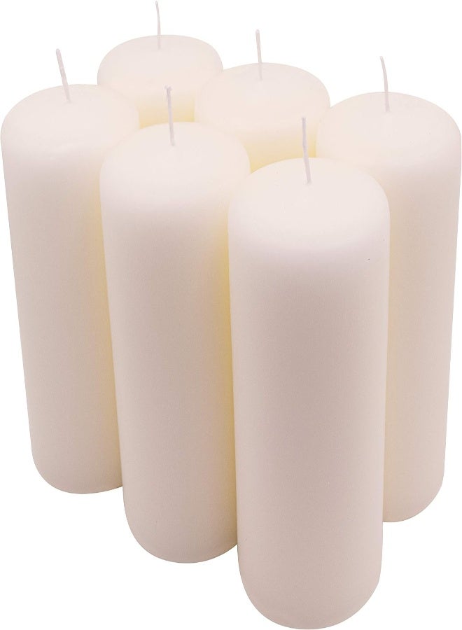 Upper Midland Products 6 Ivory Pillar Candles, 3X6 In Tall Plain Large Unscented Pillar Candles