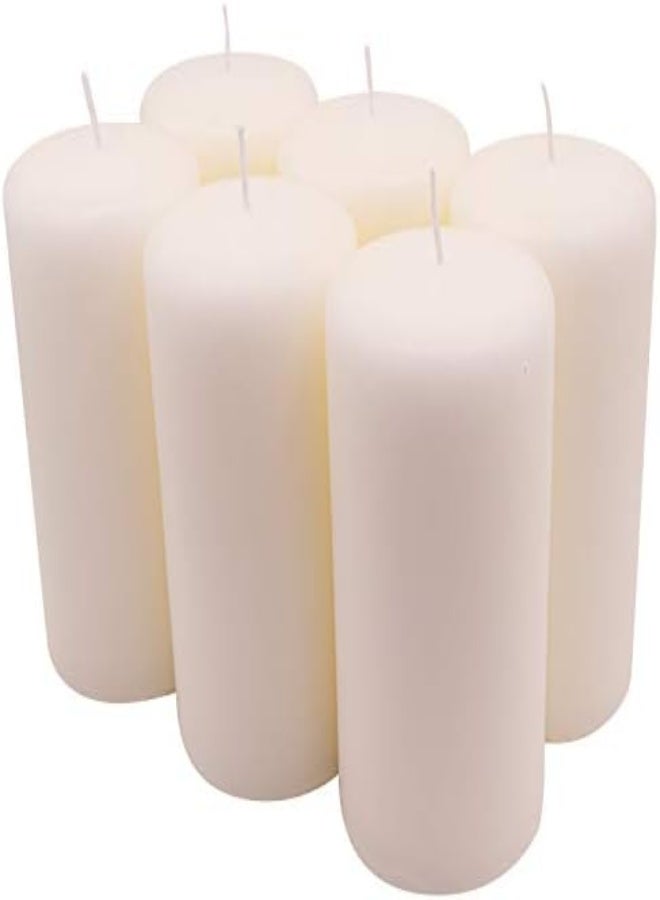 Upper Midland Products 6 Ivory Pillar Candles, 3X6 In Tall Plain Large Unscented Pillar Candles