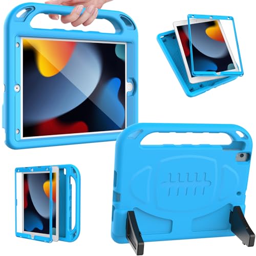 LTROP Kids Case for iPad 9th / 8th / 7th Generation 10.2-inch (2021/2020/ 2019), Shockproof iPad 10.2” Case with Built-in Screen Protector, Blue - Image 1