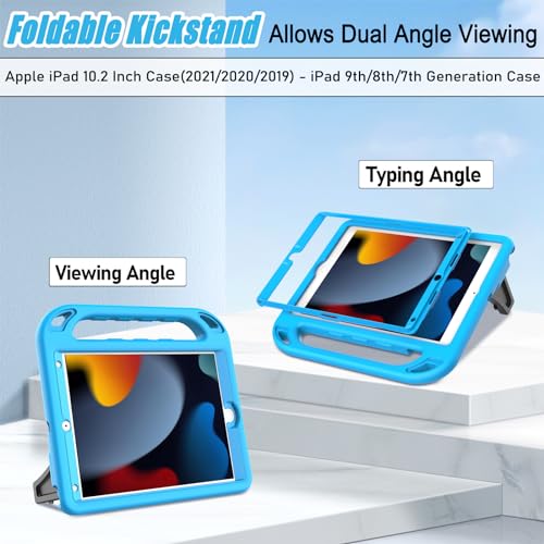 LTROP Kids Case for iPad 9th / 8th / 7th Generation 10.2-inch (2021/2020/ 2019), Shockproof iPad 10.2” Case with Built-in Screen Protector, Blue - Image 3