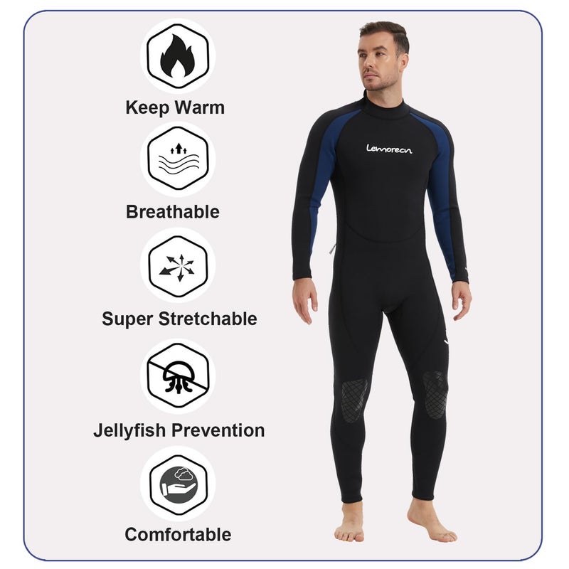 Lemorecn Wetsuits Jumpsuit Neoprene 3/2Mm Full Body Diving Suit(3031 M) - Image 4